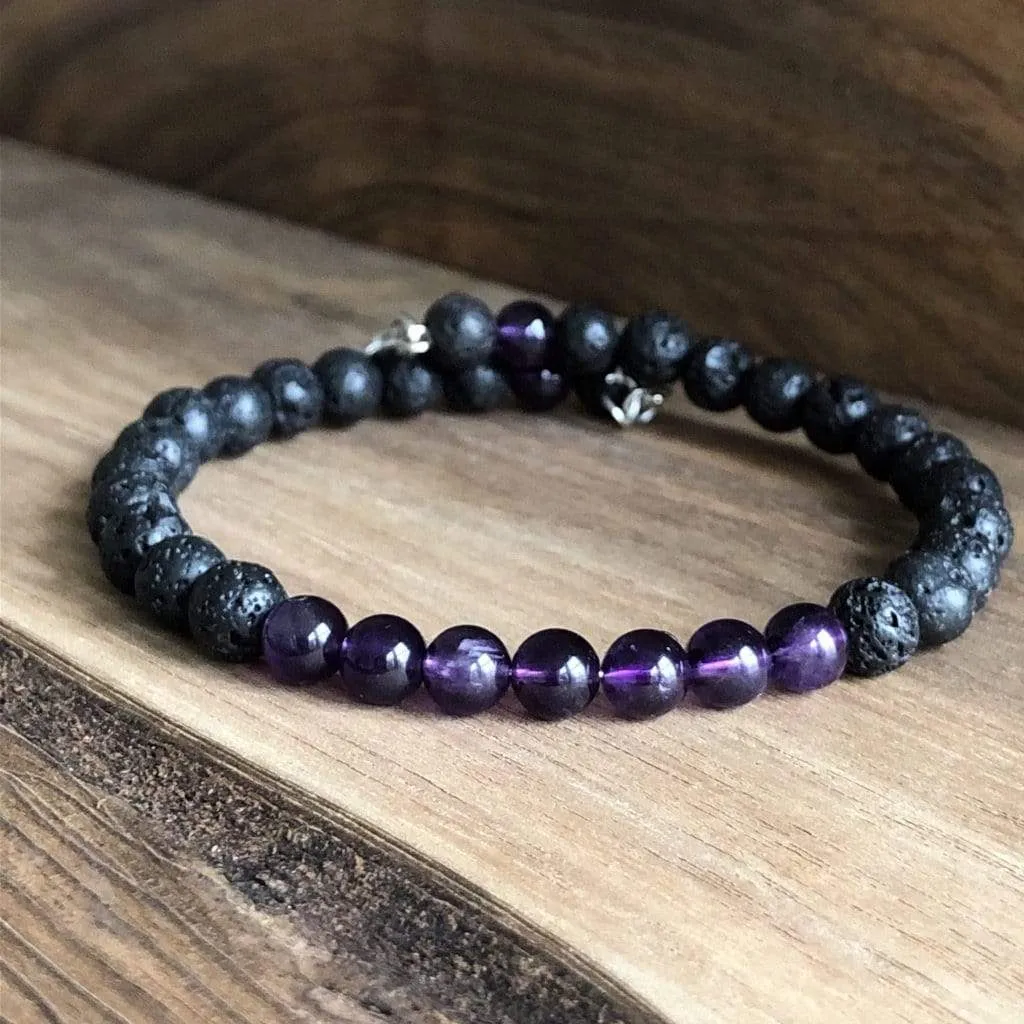 3-Stack | Smokey Quartz | Amethyst | Peridot & Lava Stone Aromatherapy Diffuser Bracelet