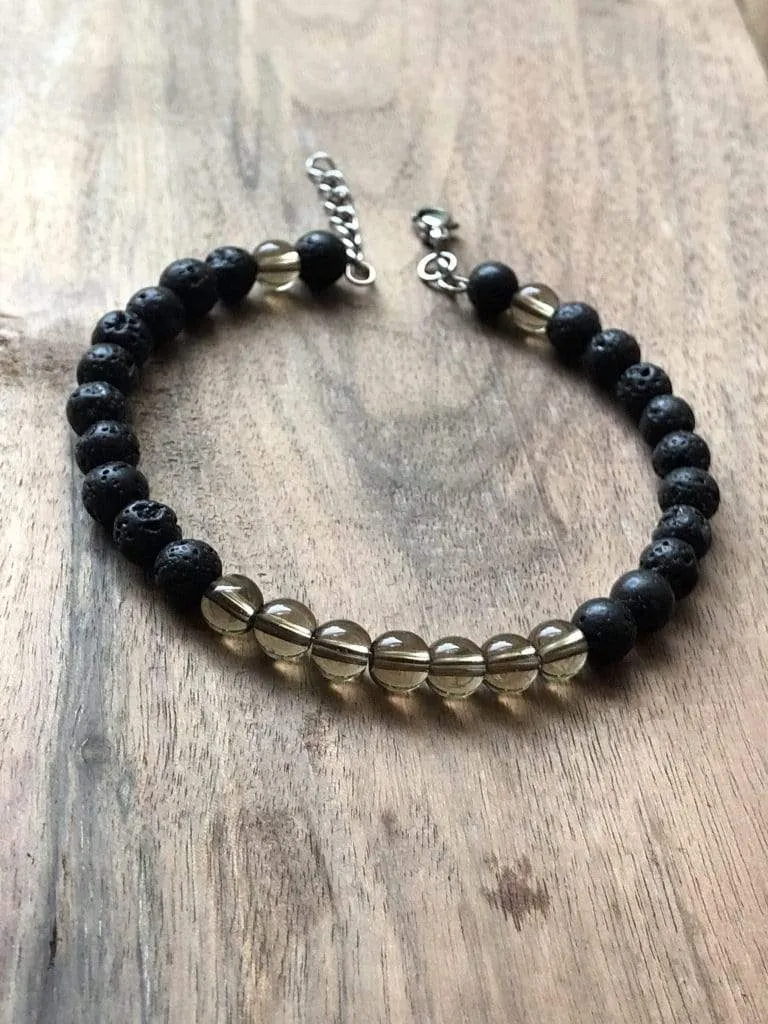 3-Stack | Smokey Quartz | Amethyst | Peridot & Lava Stone Aromatherapy Diffuser Bracelet