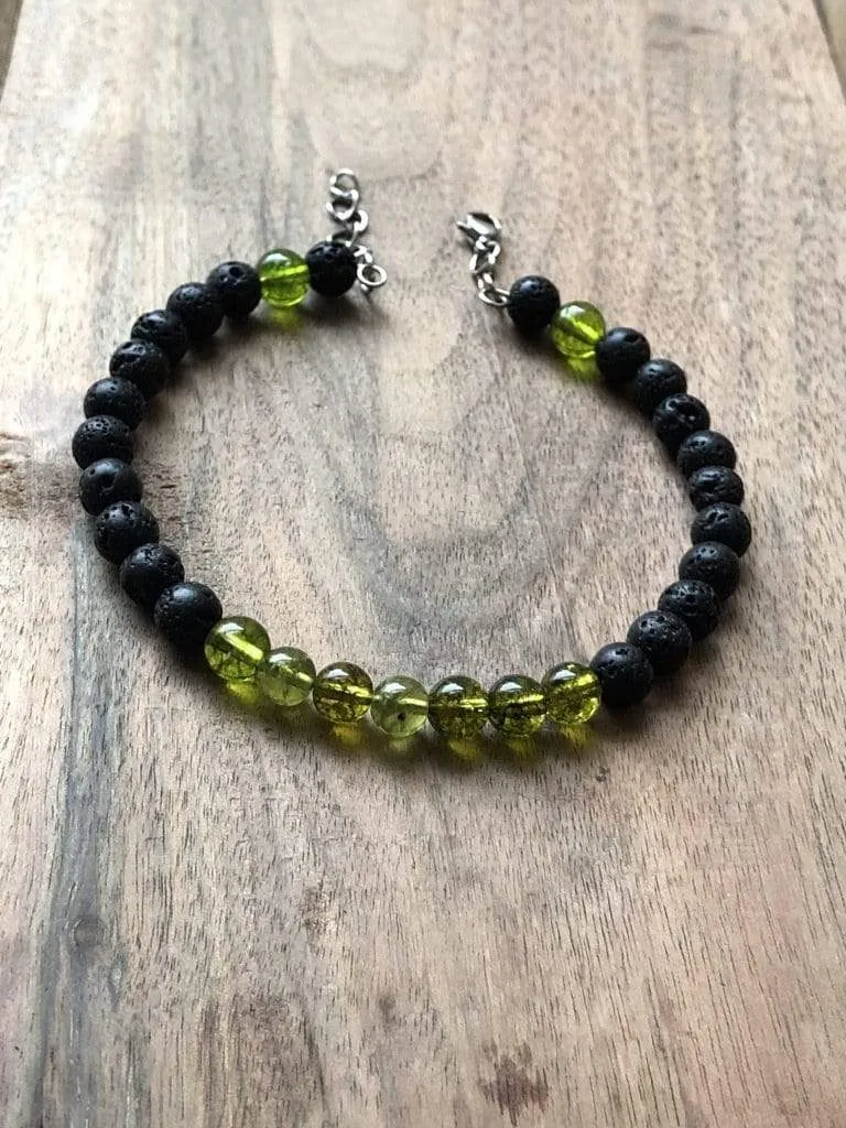 3-Stack | Smokey Quartz | Amethyst | Peridot & Lava Stone Aromatherapy Diffuser Bracelet