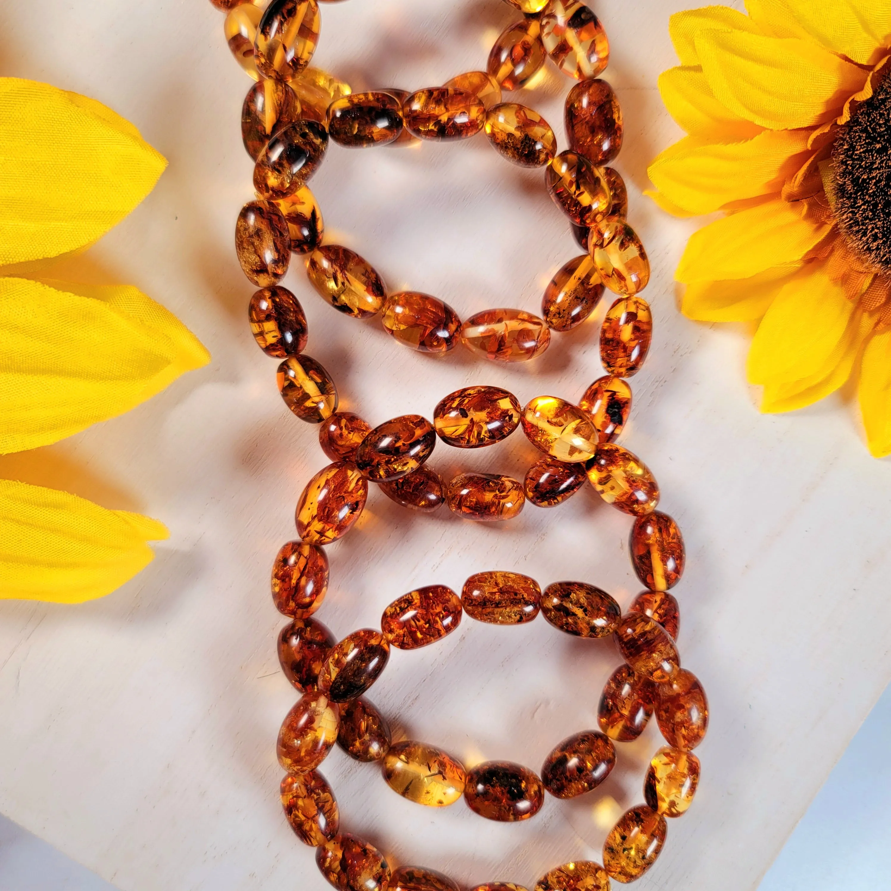 Baltic Amber Cylinder Bracelet for Joy and Optimism