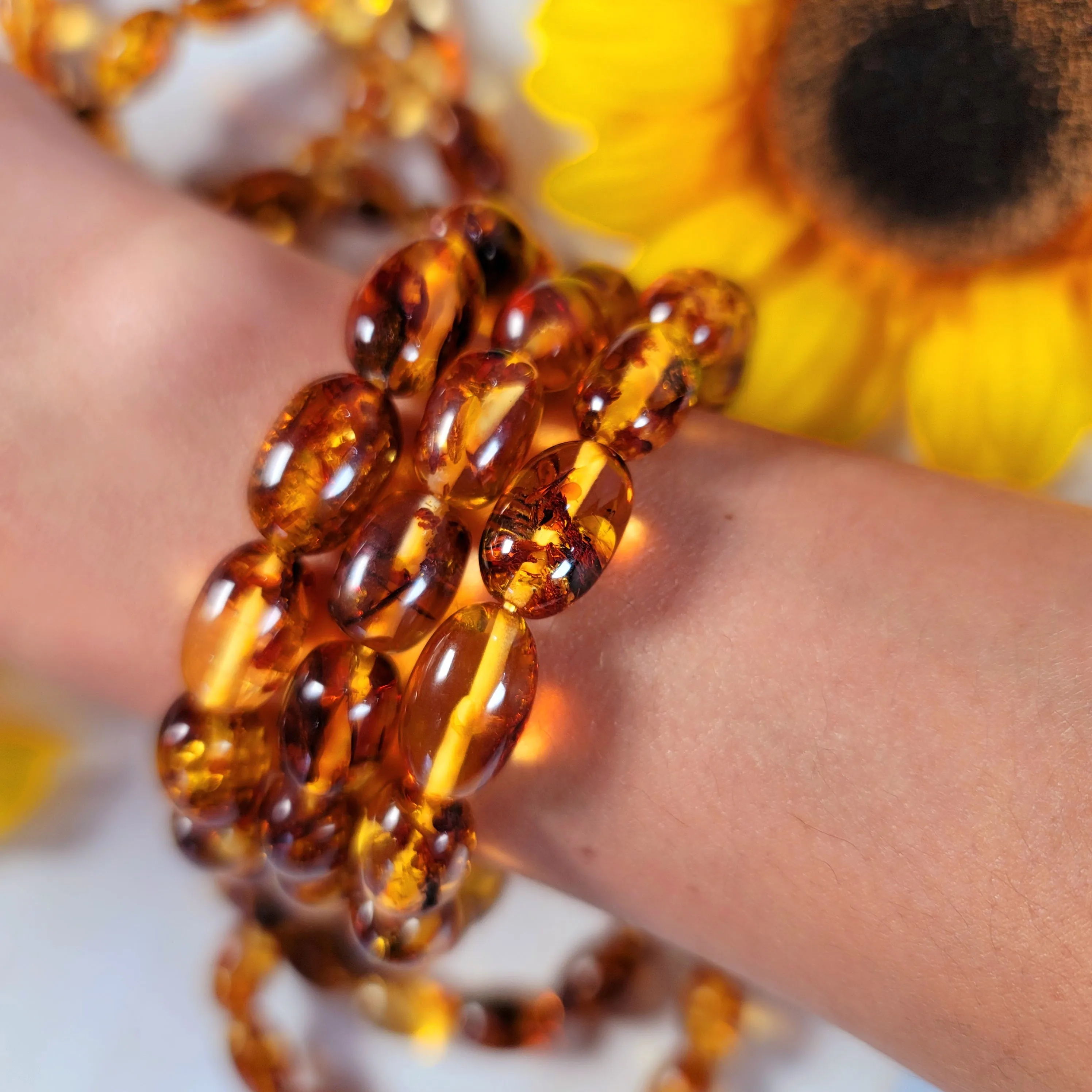 Baltic Amber Cylinder Bracelet for Joy and Optimism