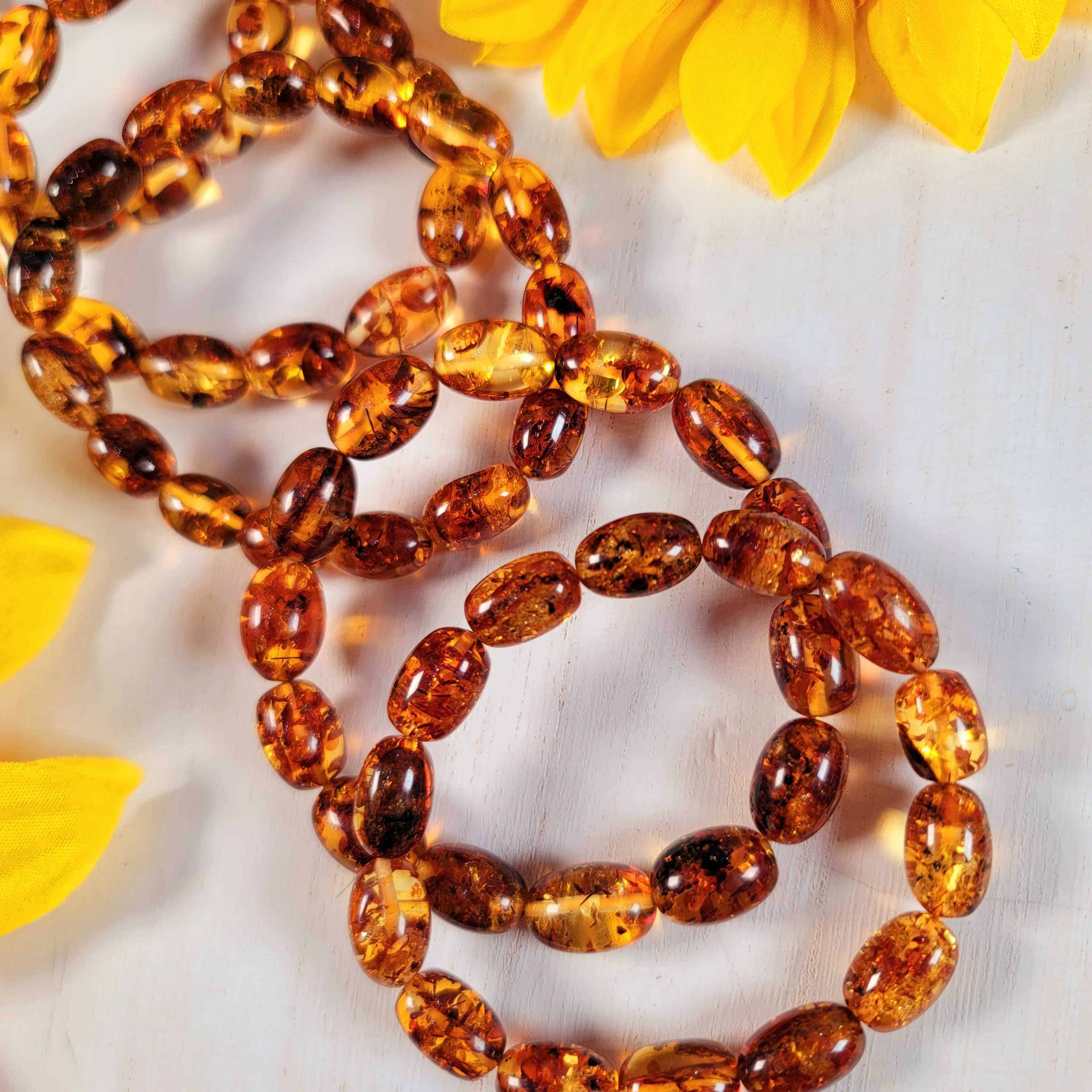 Baltic Amber Cylinder Bracelet for Joy and Optimism
