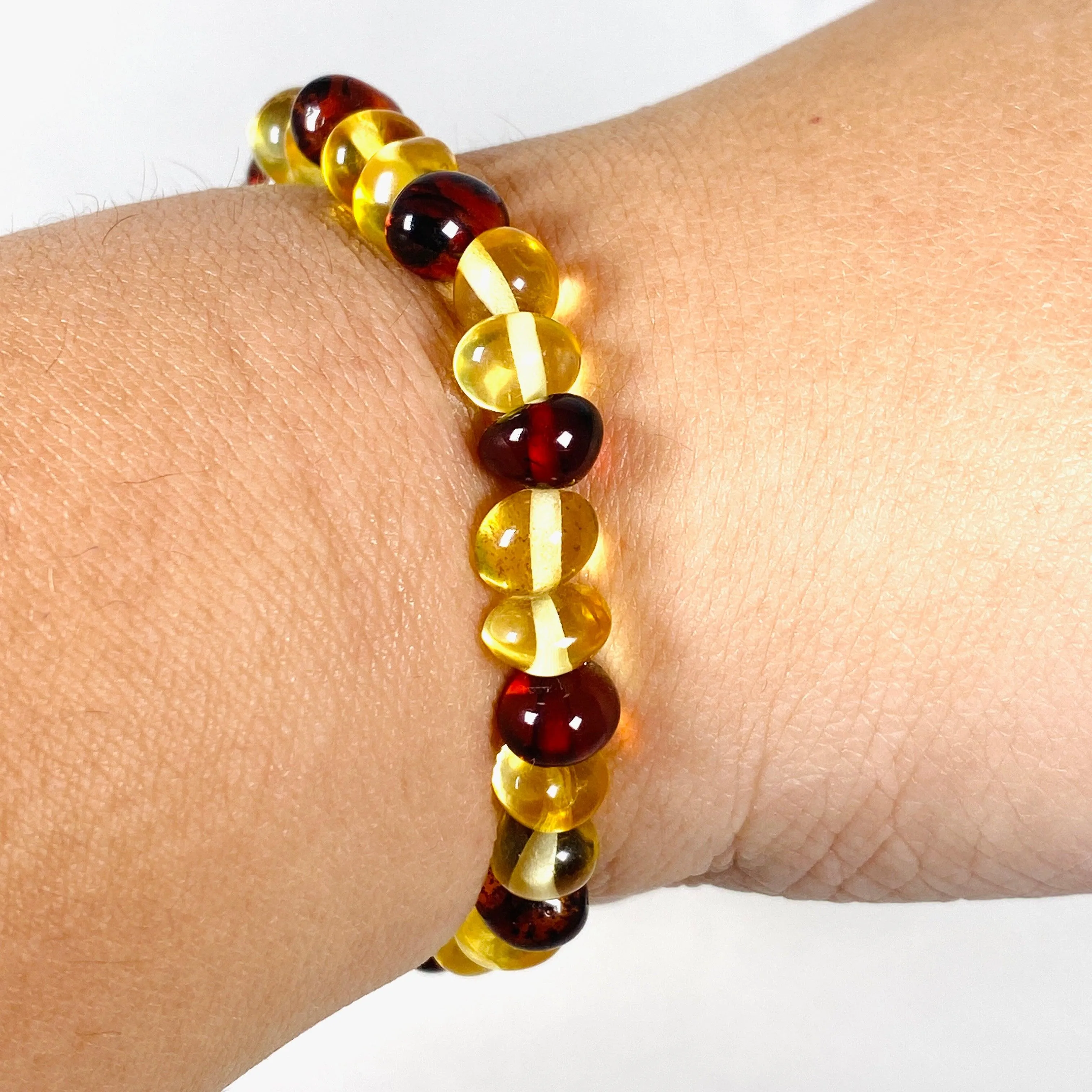 Baltic Amber mixed 5mm beaded bracelet AMB195