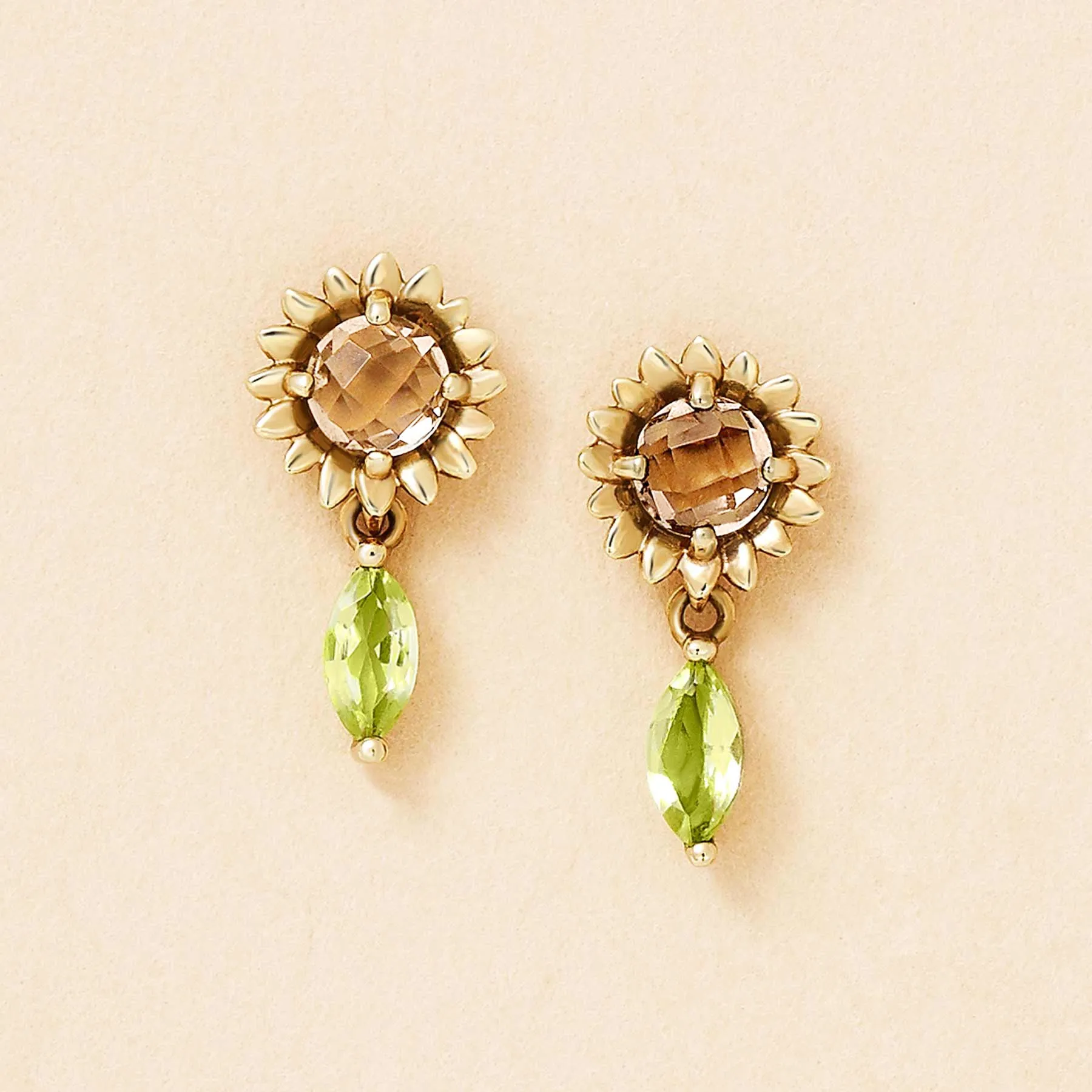 [Birth Flower Jewelry] August - Sunflower Earrings (18K/10K Yellow Gold)