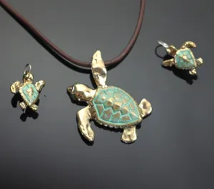 Bronze Lg Loggerhead Pendant & Earrings