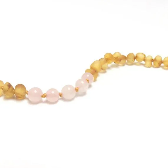 CanyonLeaf Raw Honey Amber   Rose Quartz Anklet or Bracelet