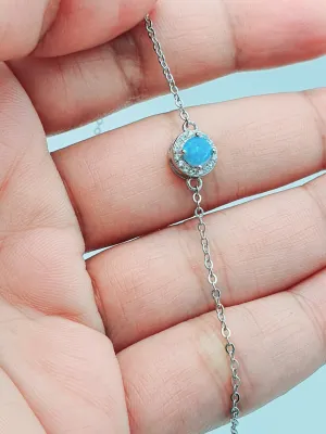 Created Blue Opal Bracelet, Sterling Silver