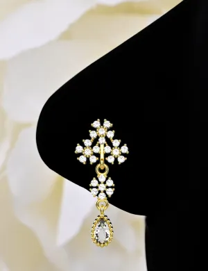 Dangle Flower Nose Stud – 20g Gold Nose Piercing Jewelry