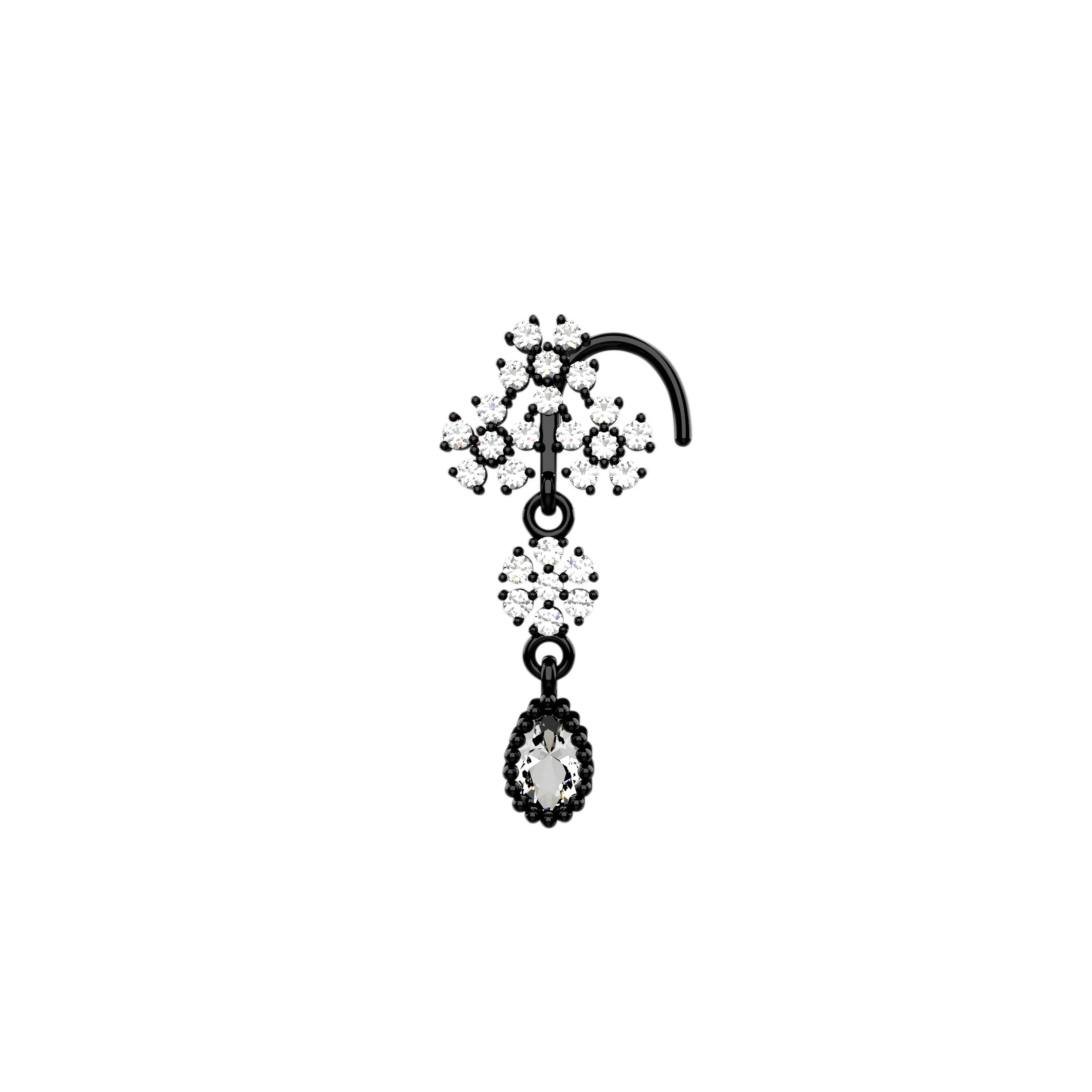 Dangle Flower Nose Stud – 20g Gold Nose Piercing Jewelry