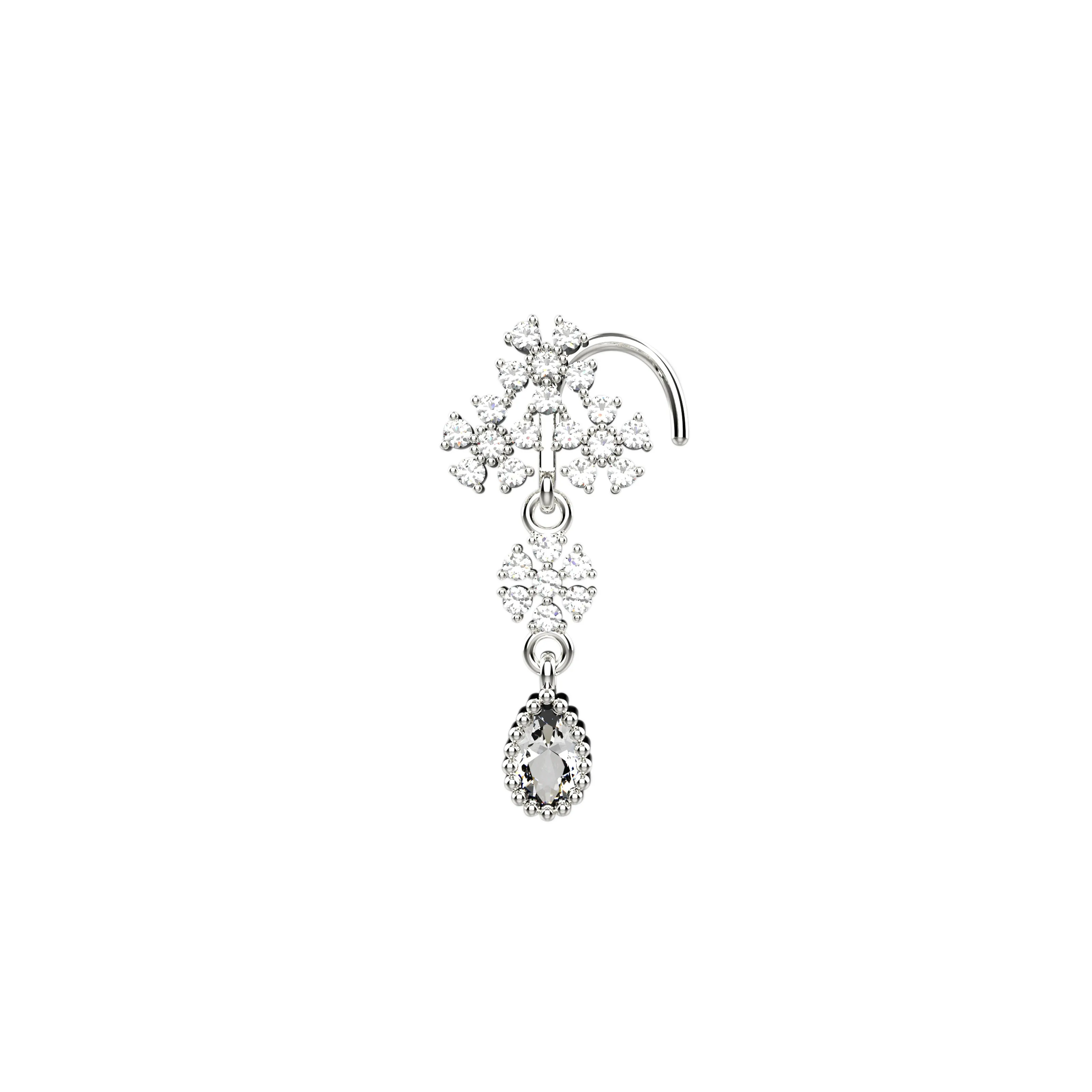Dangle Flower Nose Stud – 20g Gold Nose Piercing Jewelry