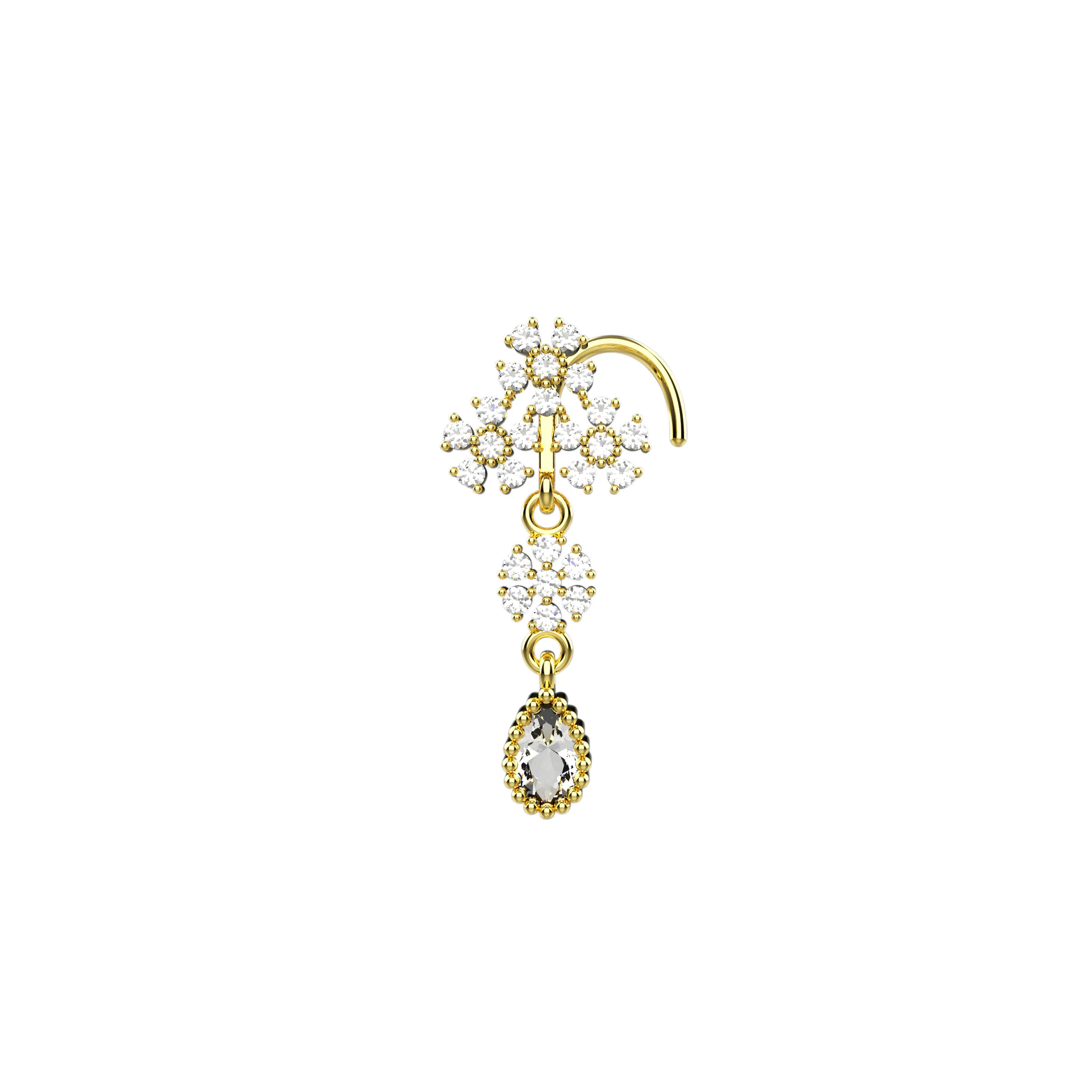 Dangle Flower Nose Stud – 20g Gold Nose Piercing Jewelry