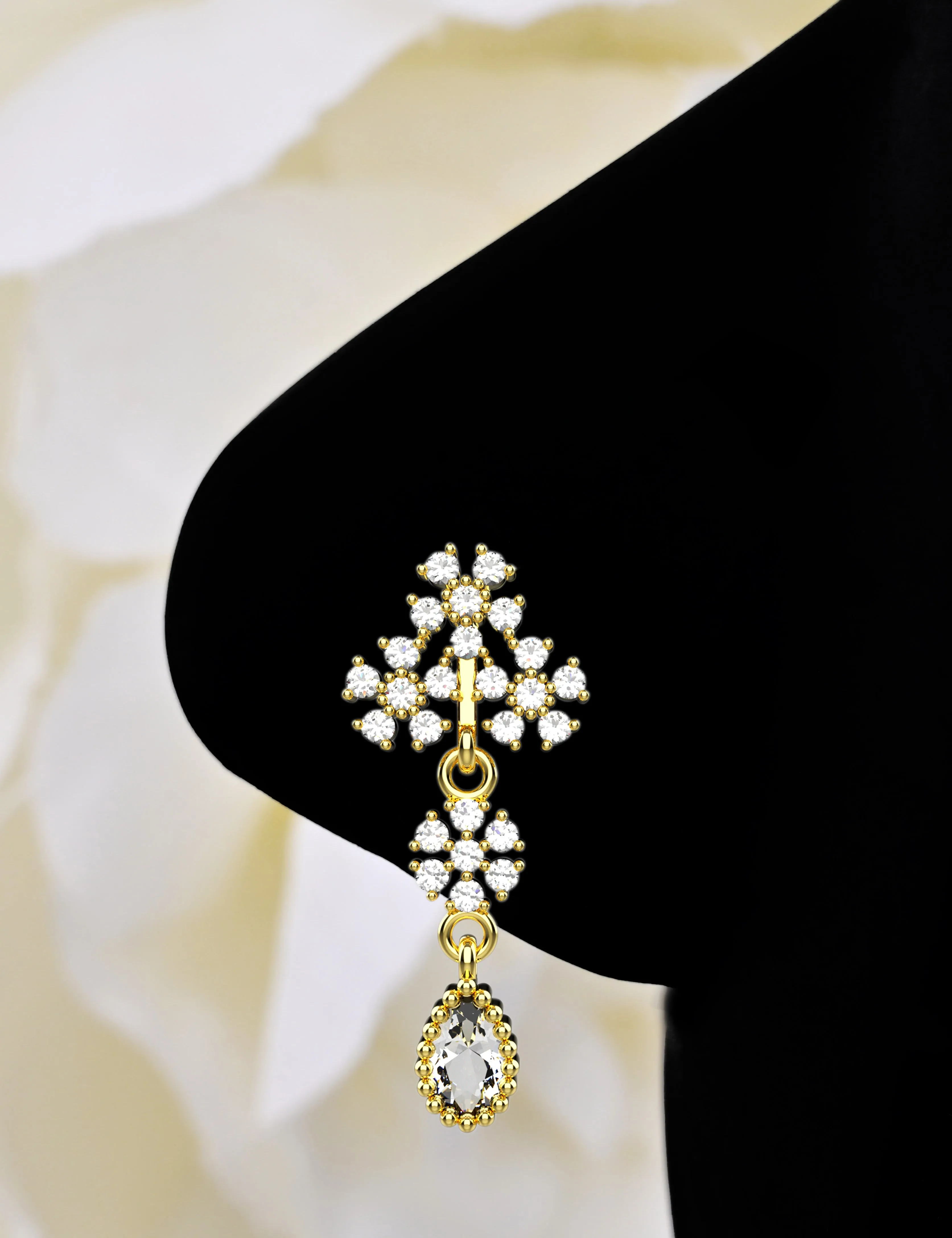 Dangle Flower Nose Stud – 20g Gold Nose Piercing Jewelry