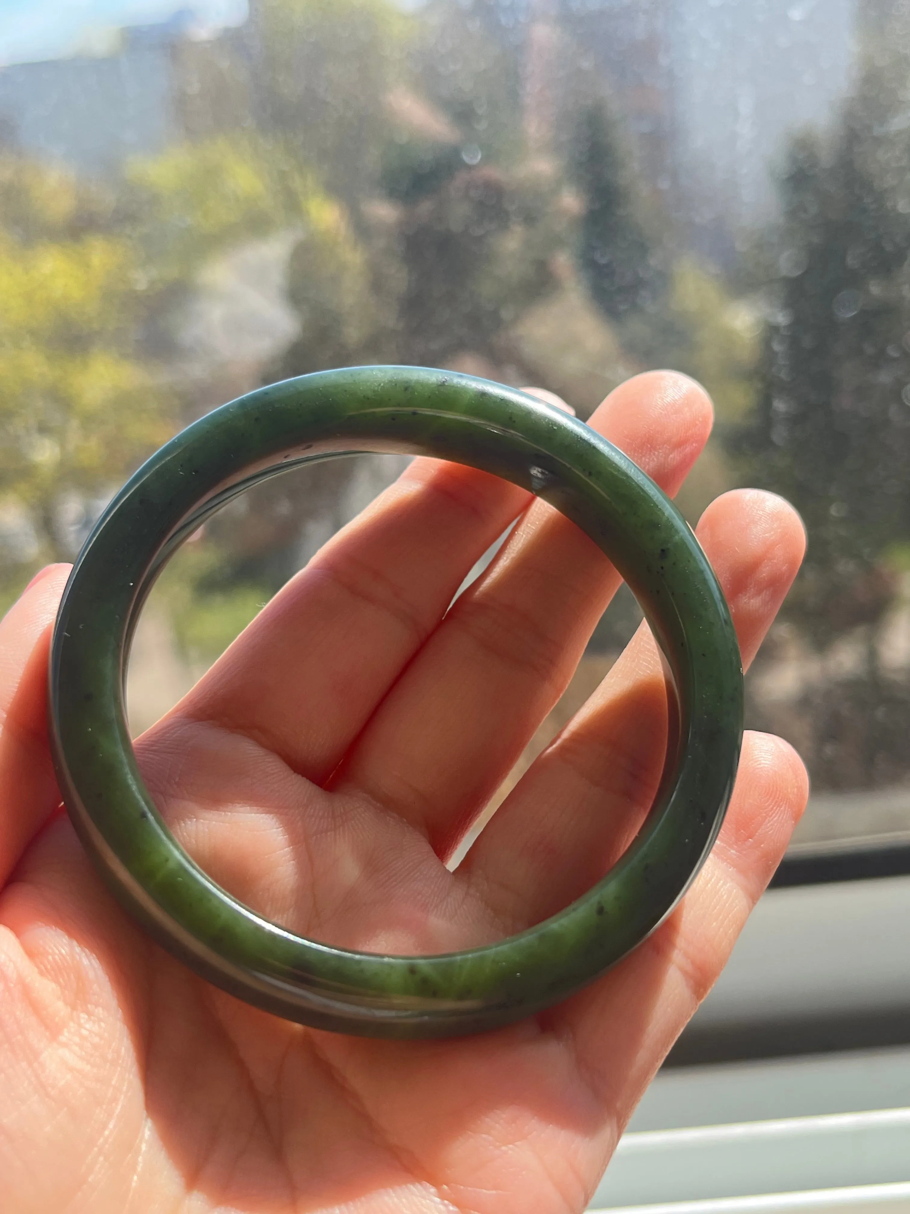 Dark Green Nephrite Jade Bangle 57mm, 碧玉手镯