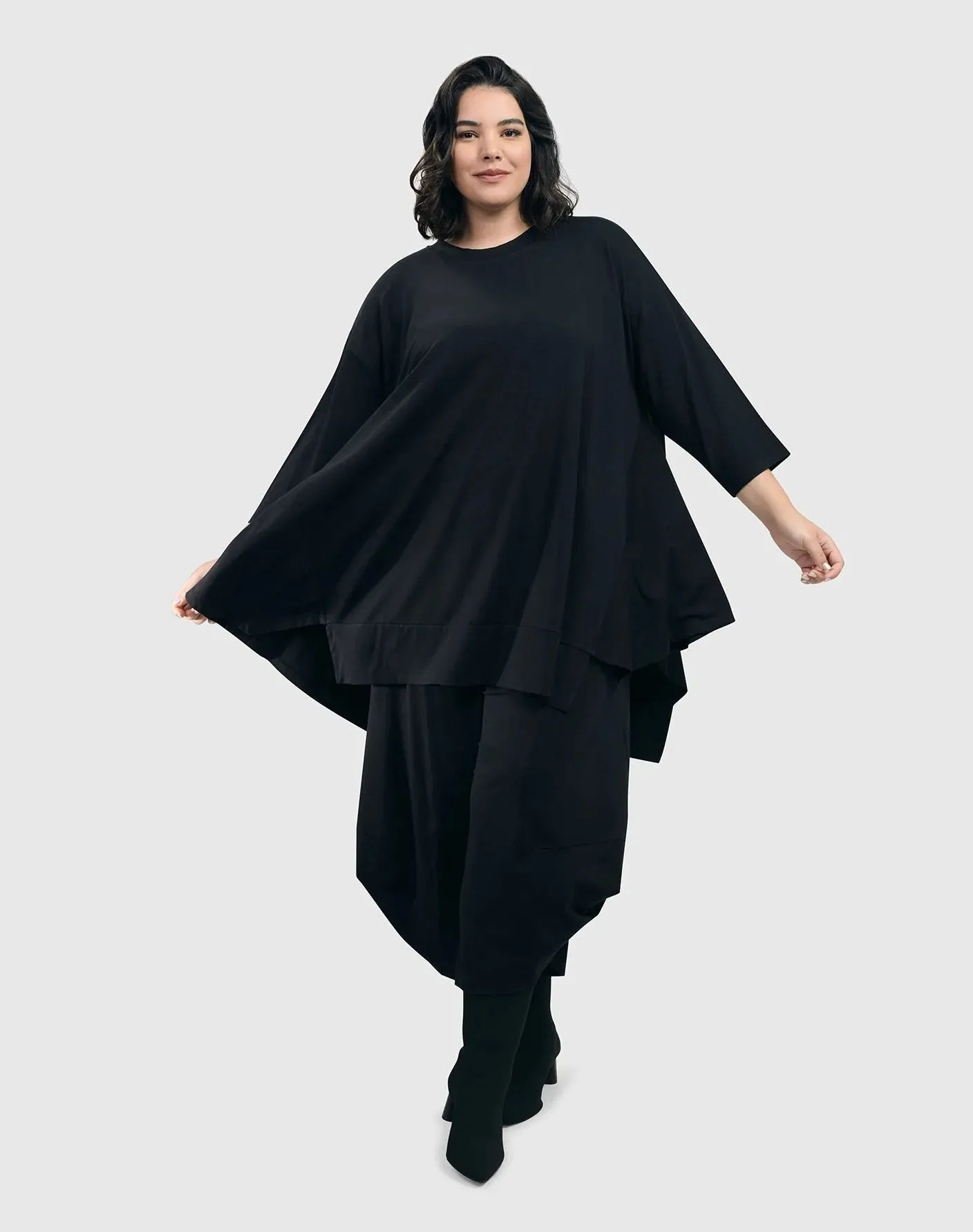 Essential Oversized Trapeze Top, Black by Alembika