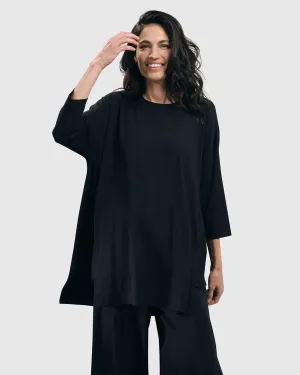 Essential Oversized Trapeze Top, Black by Alembika