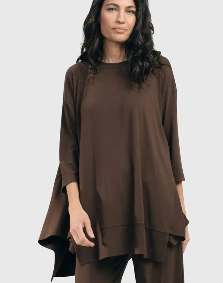 Essential Oversized Trapeze Top, Coffee by Alembika