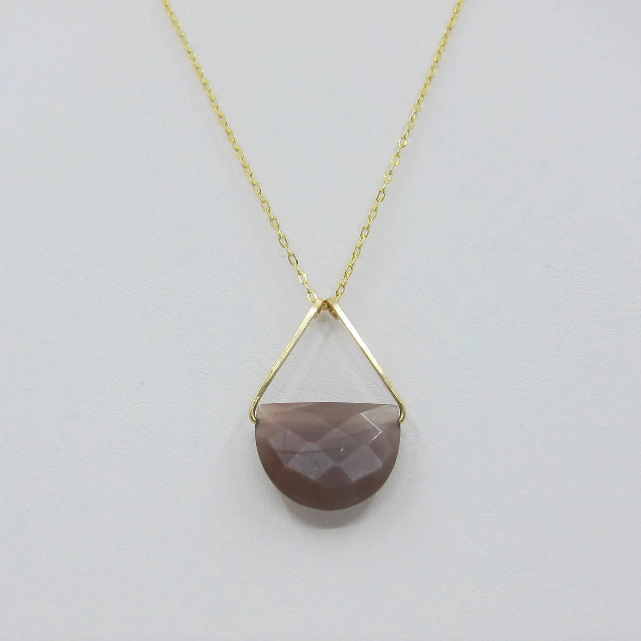 Faceted Chocolate Moonstone Gemstone Necklace