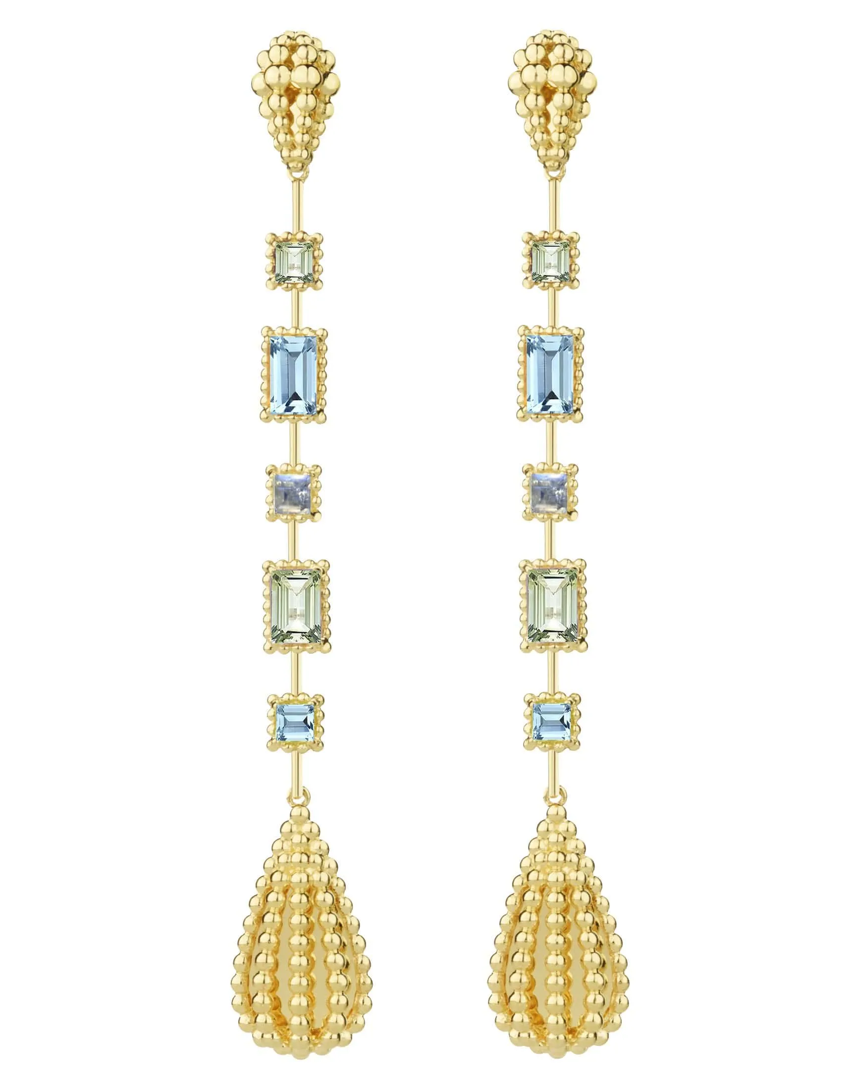Garden Aquamarine and Peridot Drop Earrings
