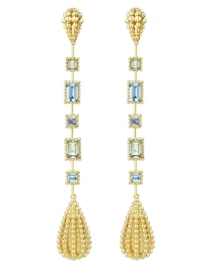 Garden Aquamarine and Peridot Drop Earrings