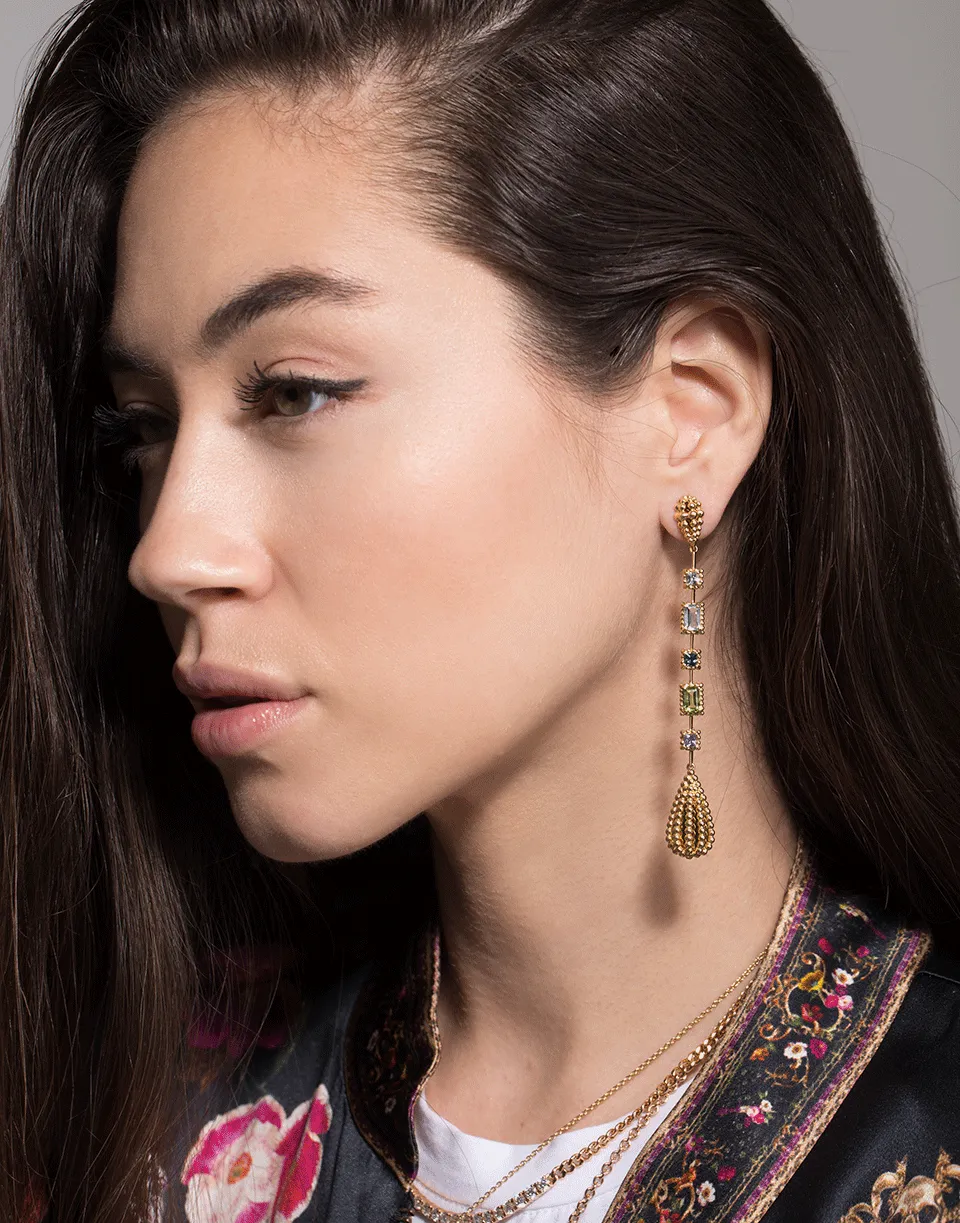 Garden Aquamarine and Peridot Drop Earrings