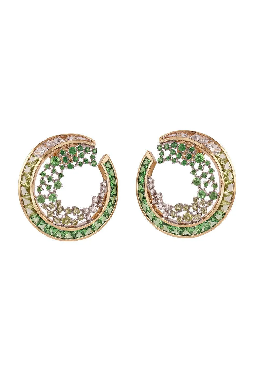 Green Ombre Scatter Hoop Earrings