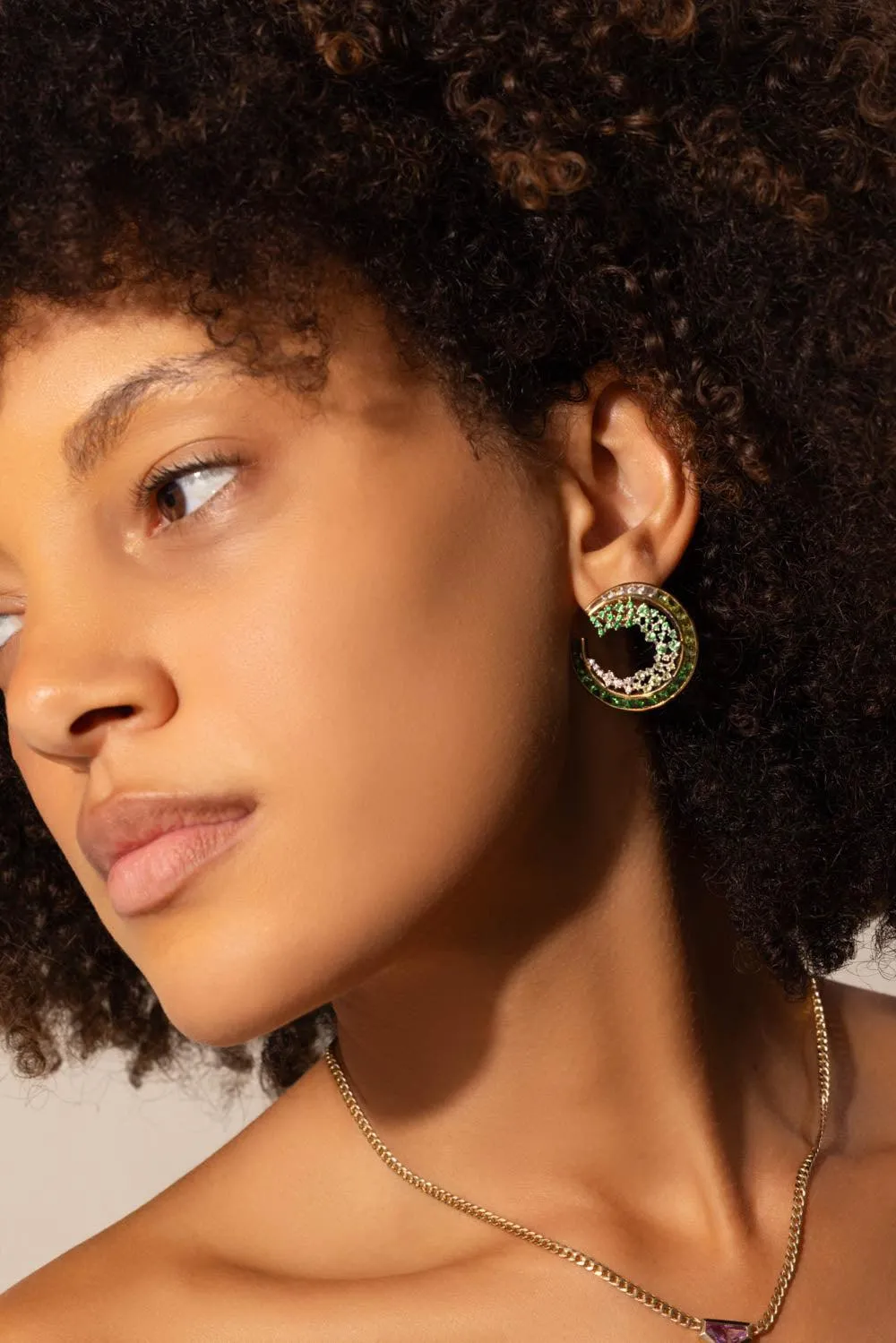 Green Ombre Scatter Hoop Earrings