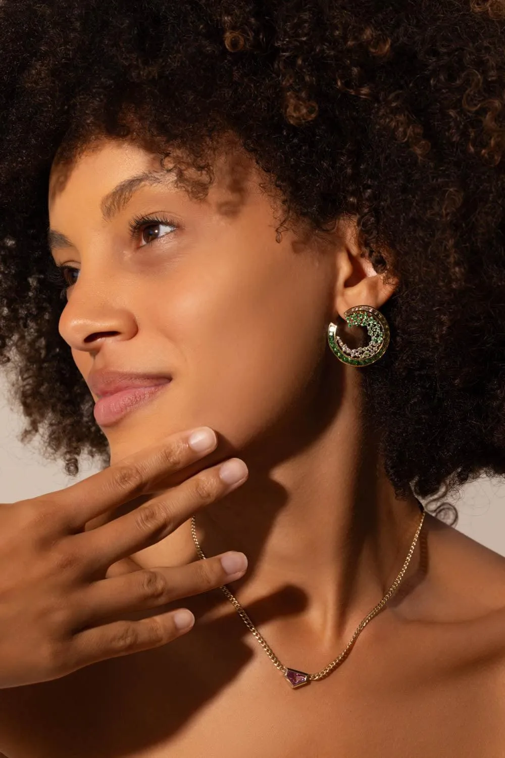 Green Ombre Scatter Hoop Earrings