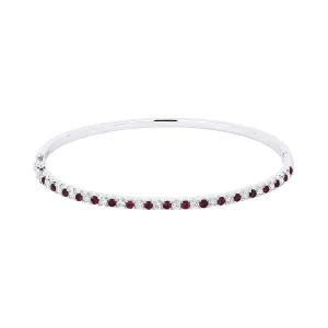 LaViano Fashion 14K White Gold Ruby and Diamond Bangle Bracelet