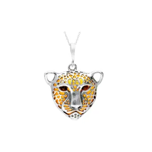 MILENA Necklace Amber and Silver Tiger Beauty Medium