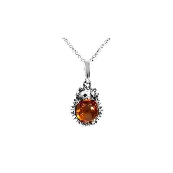 MILENA Necklace Oxidised Silver and Amber Hedgehog X-Small