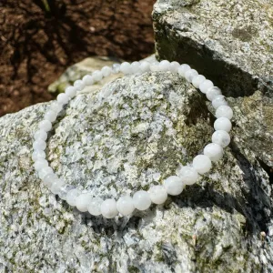 Natural Moonstone 4mm Bead Bracelet with Stretch Band | Elegant and Mystical Jewelry | Handmade Healing Stone Bracelet