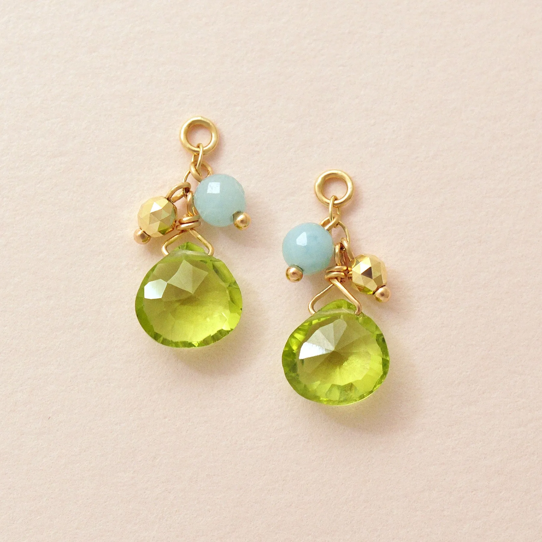 [Palette] 10K Peridot Marron Cut Charms (Yellow Gold)