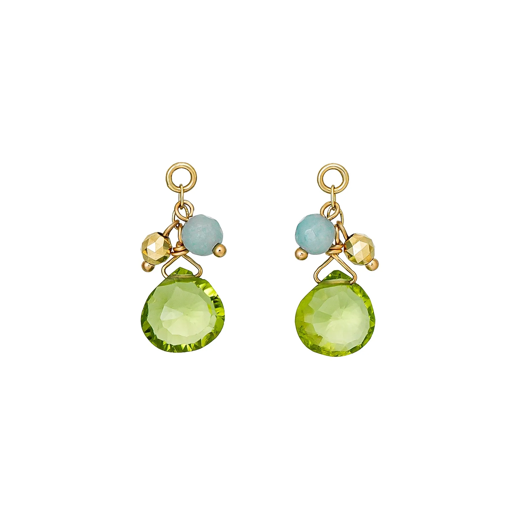 [Palette] 10K Peridot Marron Cut Charms (Yellow Gold)
