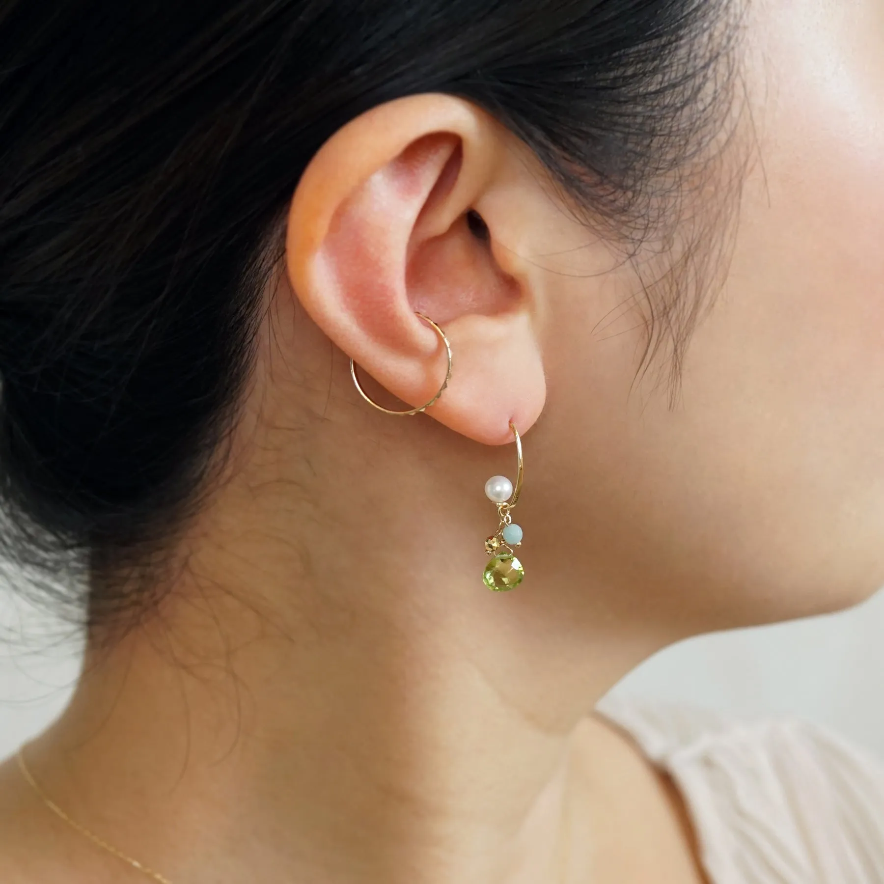 [Palette] 10K Peridot Marron Cut Charms (Yellow Gold)