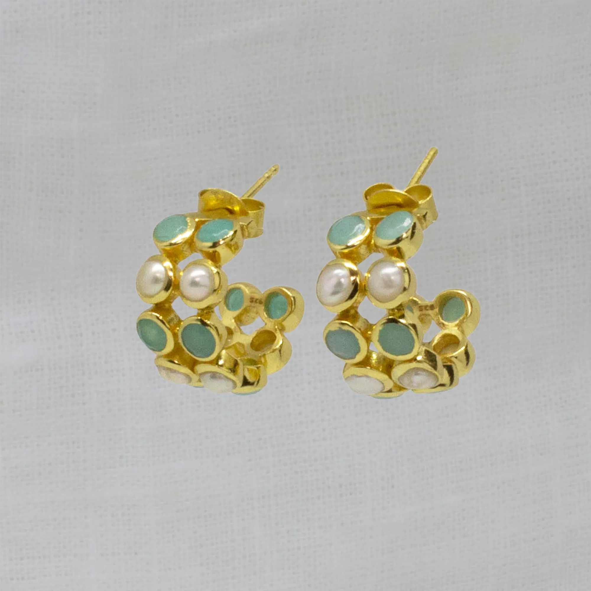 Pearl and Gemstone Nova Hoops