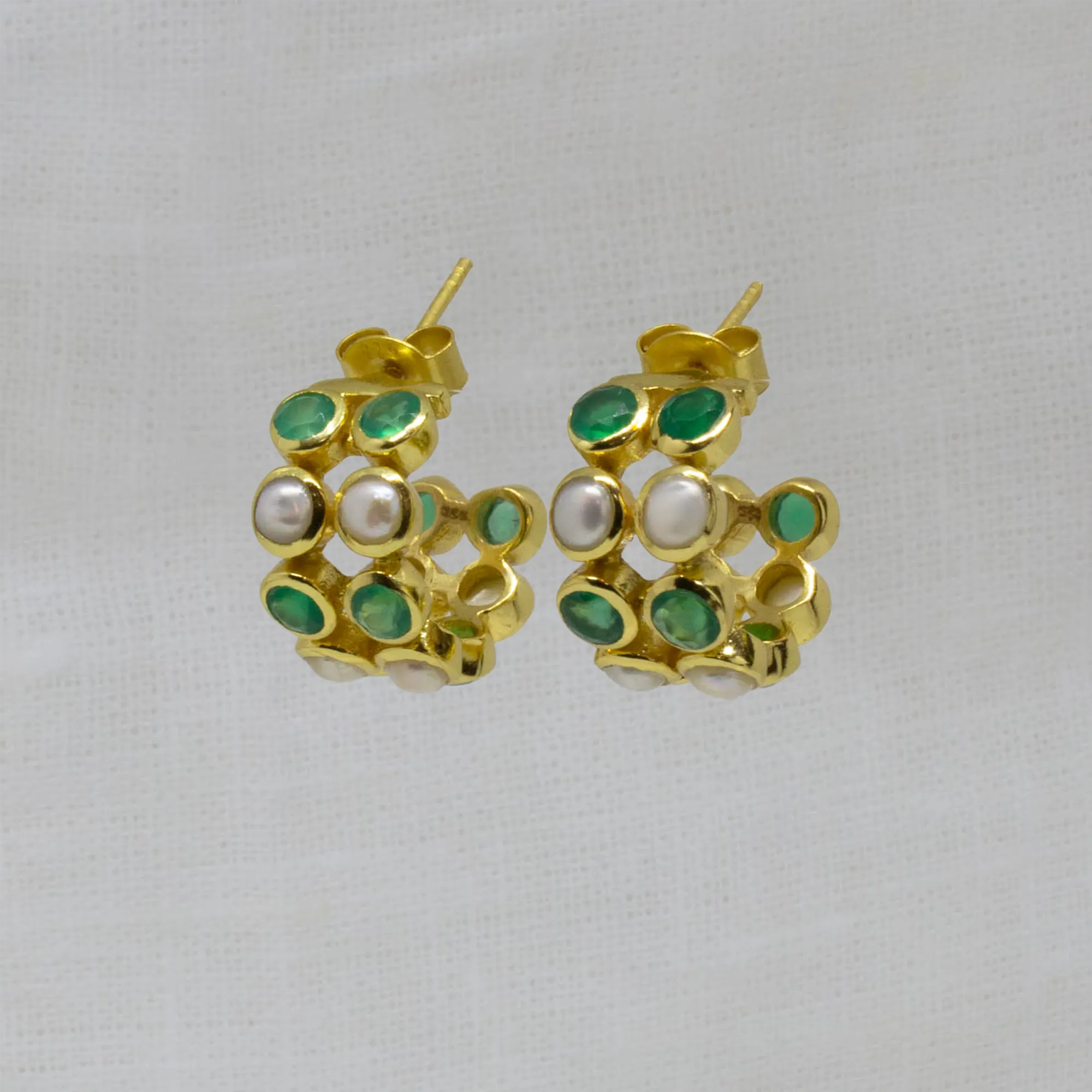 Pearl and Gemstone Nova Hoops