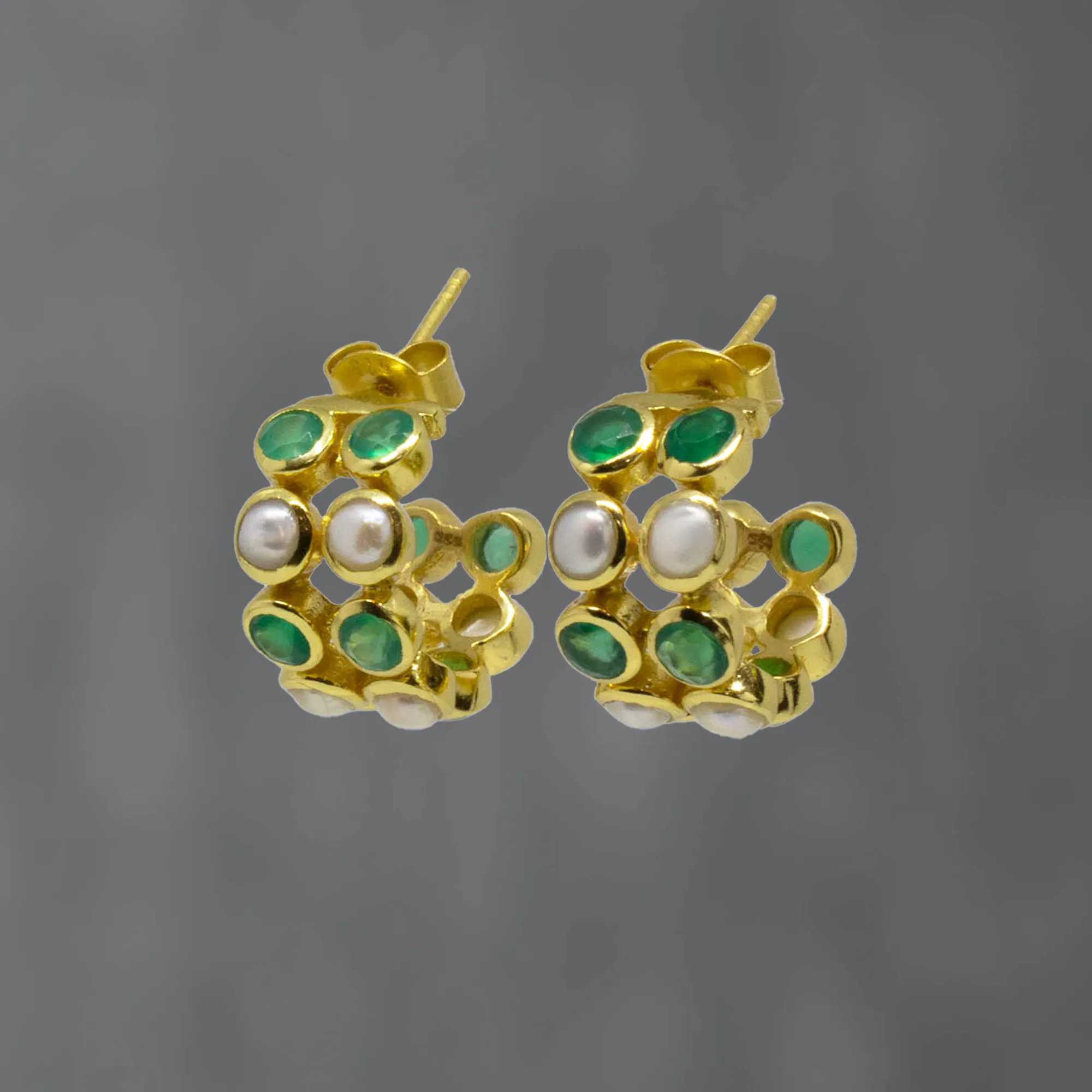 Pearl and Gemstone Nova Hoops