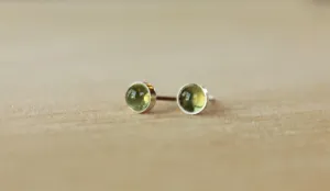 Peridot Bezel Gemstones, Small (Niobium or Titanium Post Earrings)