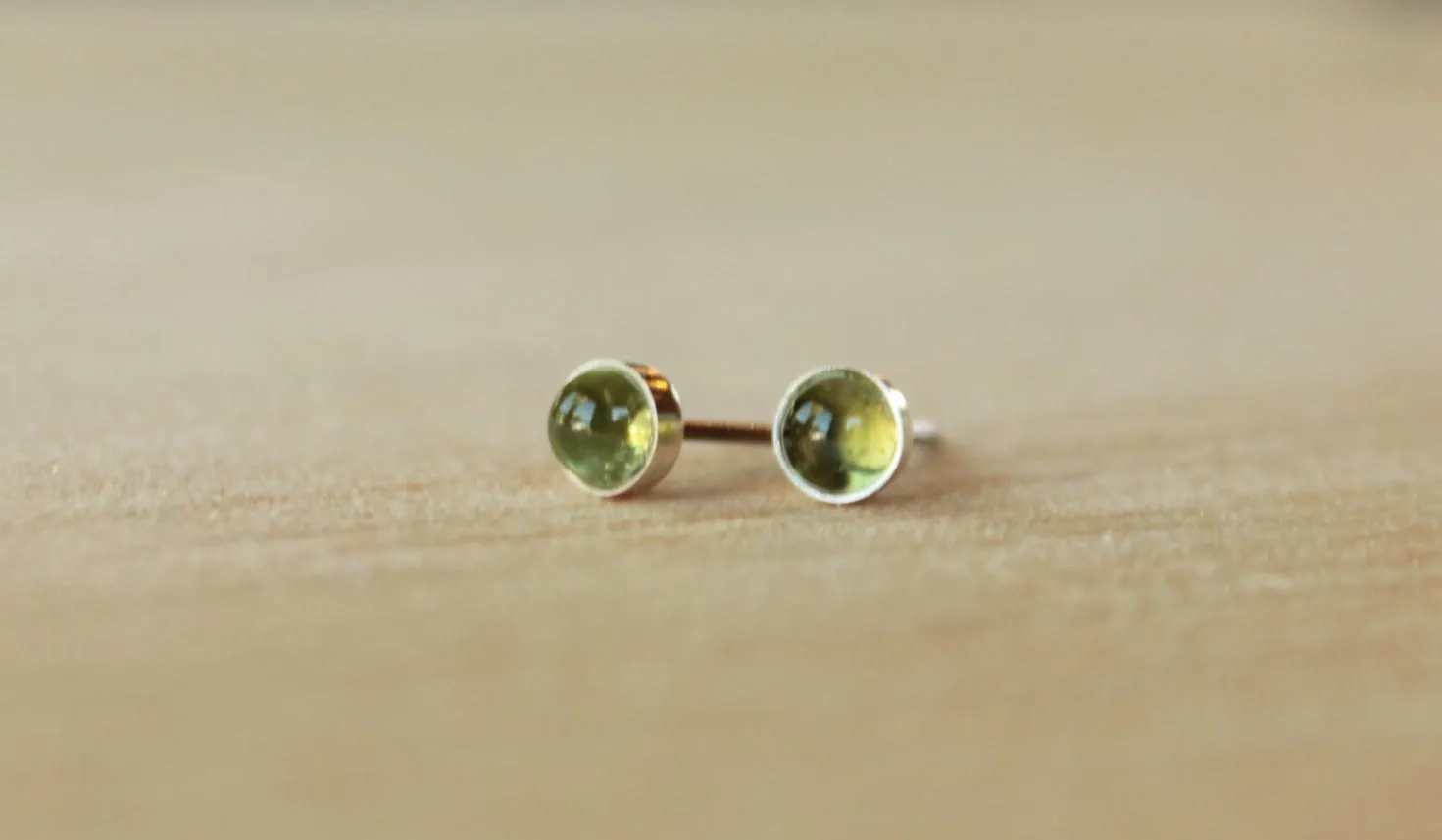 Peridot Bezel Gemstones, Small (Niobium or Titanium Post Earrings)
