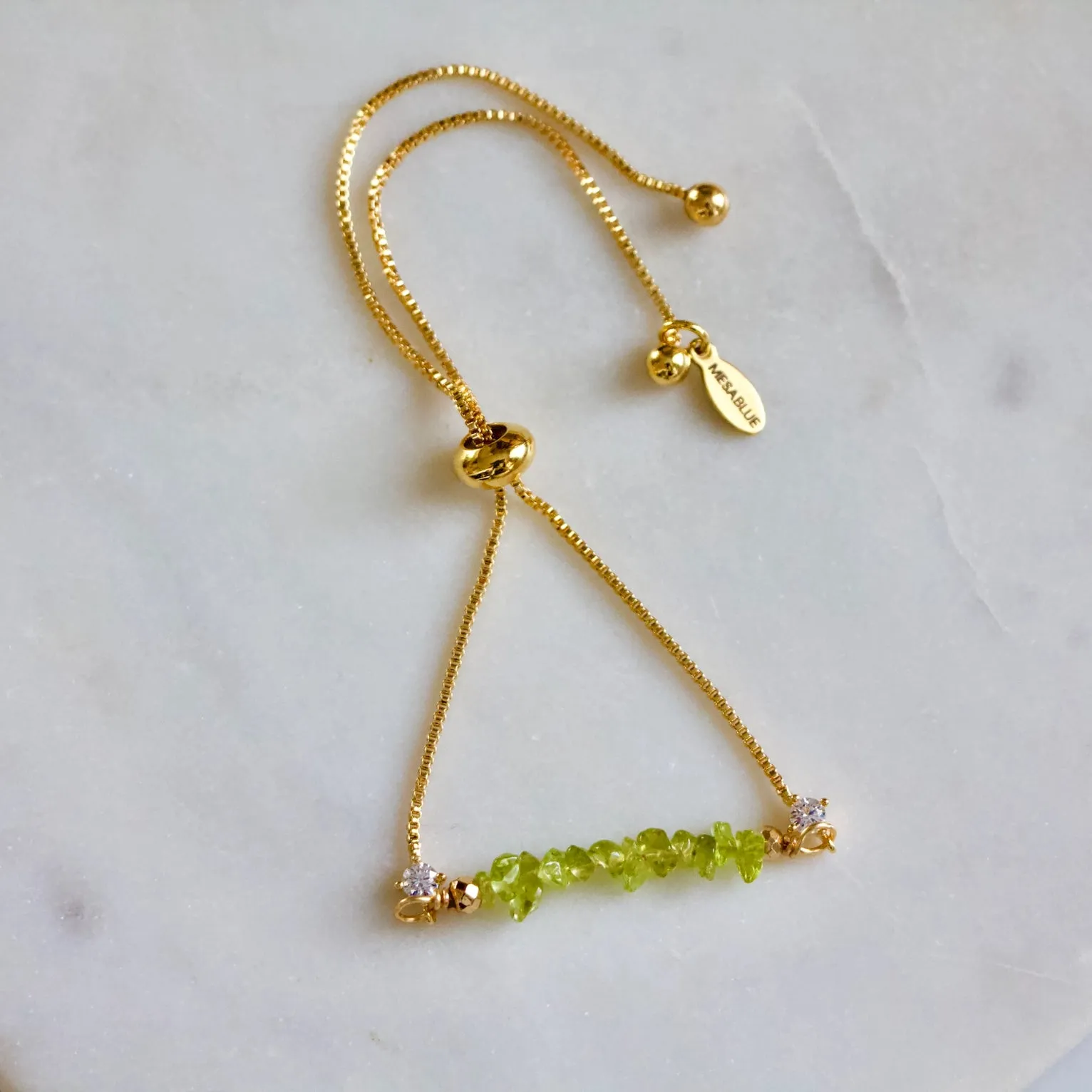 Peridot Chip Adjustable Bracelet