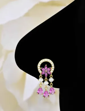 Pink Dangle Nose Ring – Gold Dangling Nose Stud for Women