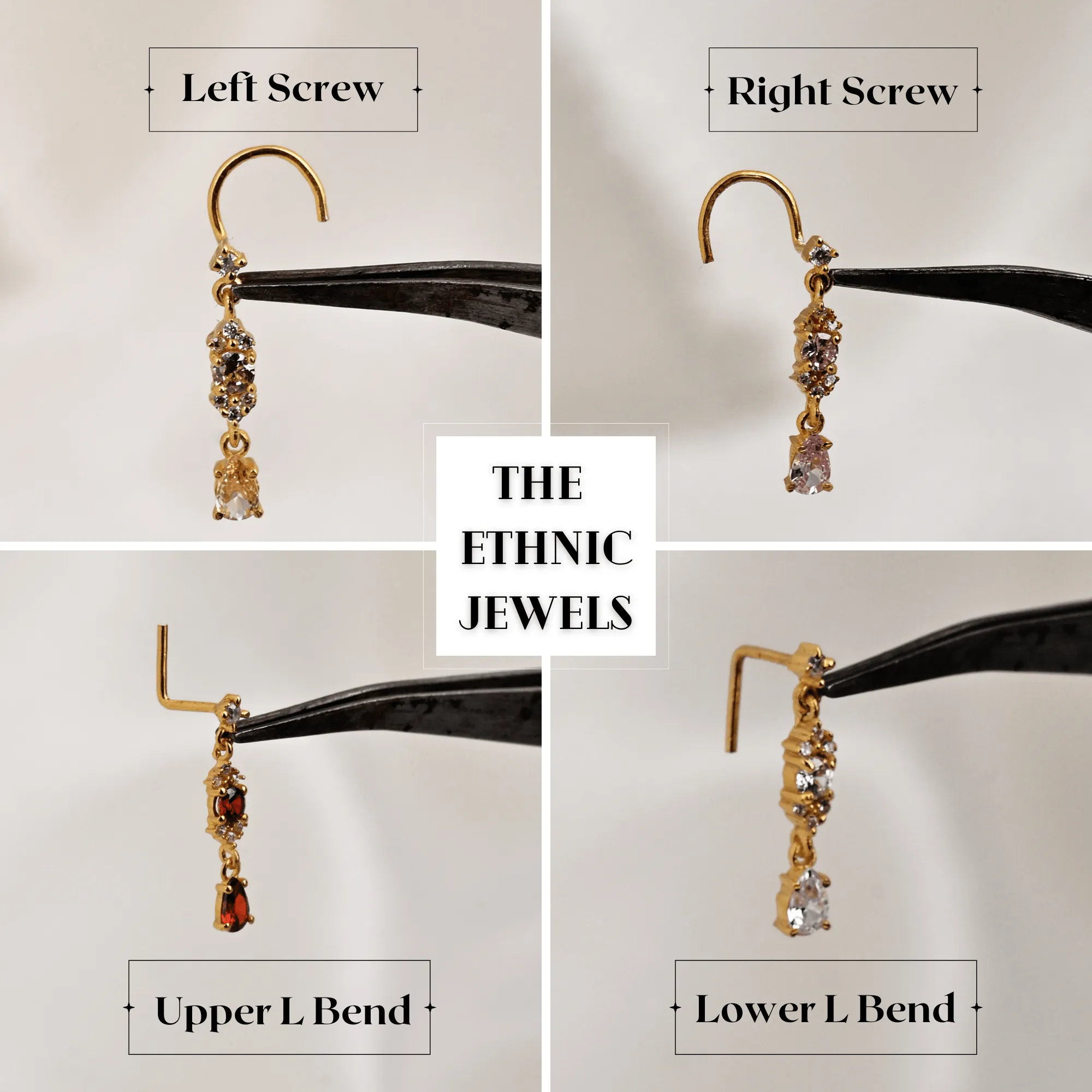 Pink Dangle Nose Ring – Gold Piercing Jewelry
