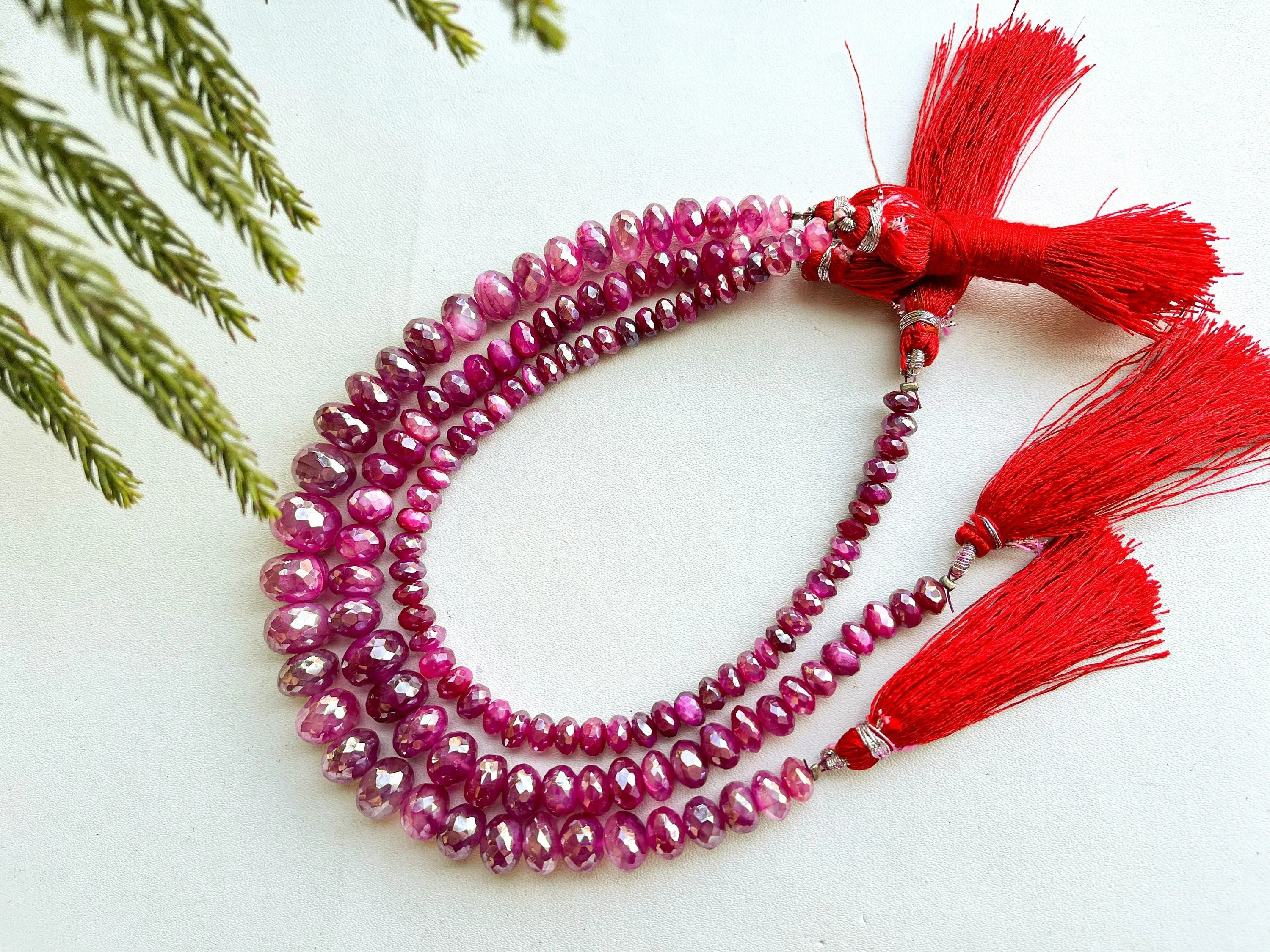 Pink Moonstone Coated Faceted Rondelle Beads