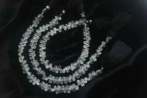 Rainbow Moonstone Faceted Briolette Pear Shape | 4x6mm | 9 inch Full Strand | Natural Rainbow Moonstone | Beadsforyourjewellery