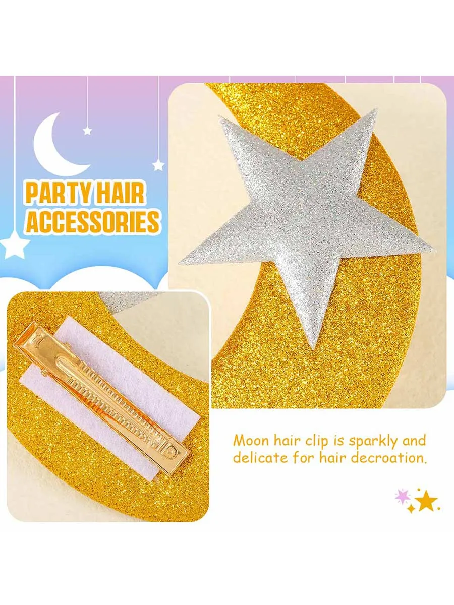 Star Hair Clip Sparkly Gold Moon Hair Barrette Party Wedding Hair Accessories