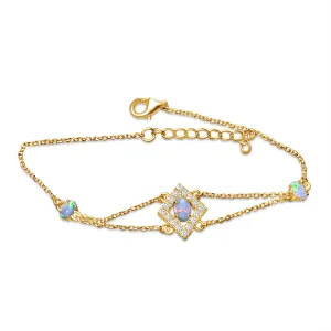 Sterling Silver Gold plated Light Opal split cluster bracelet