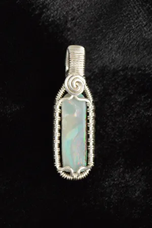 Sterling Silver Wire Wrapped Australian Boulder Opal Necklace, Opal Jewelry