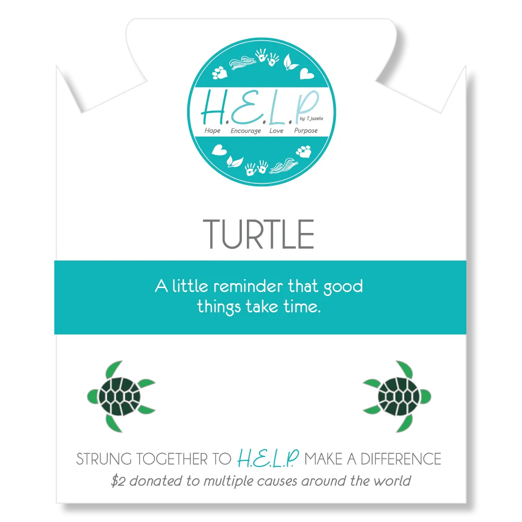 Turtle Enamel Charm with Blue Opal Jade Charity Bracelet