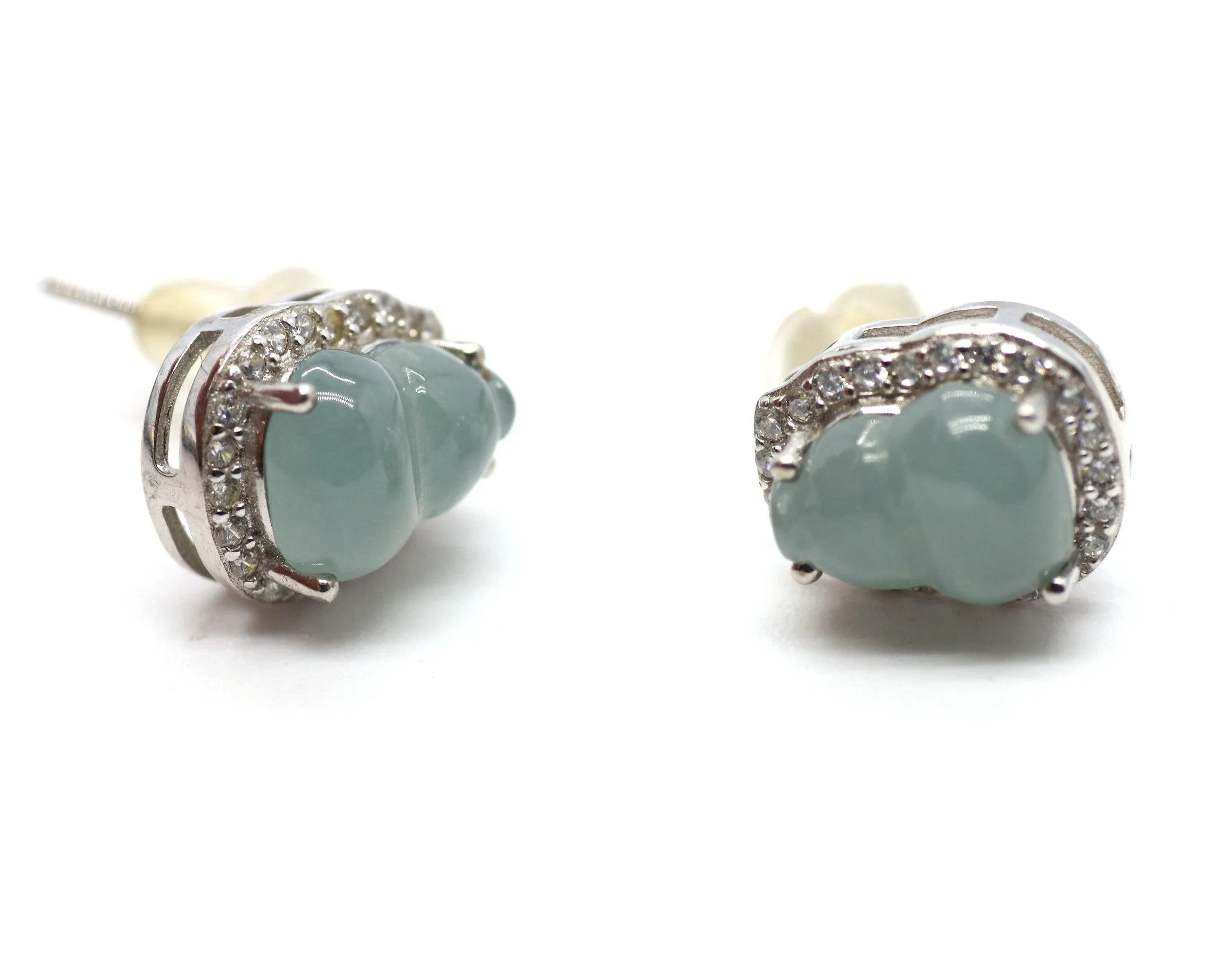 Type A Jadeite Jade Earrings s925 Silver Inlay 7B-P4CQ-JB2X