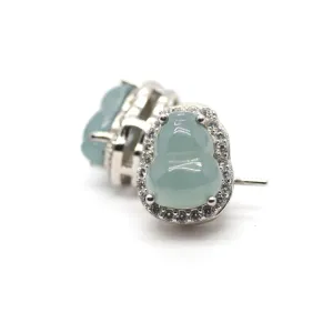 Type A Jadeite Jade Earrings s925 Silver Inlay 7B-P4CQ-JB2X